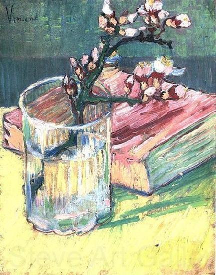 Vincent Van Gogh Blossoming Almond Branch in a Glass with a Book Germany oil painting art